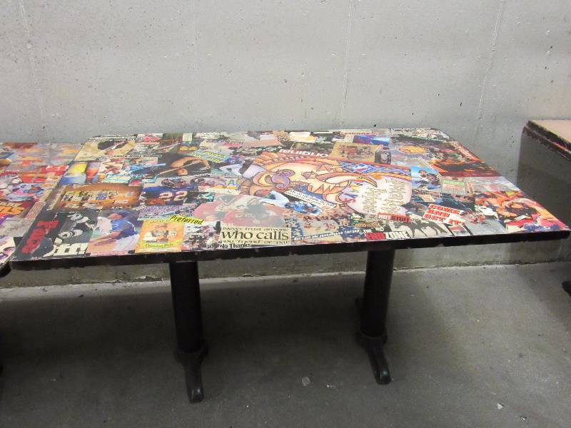 lot 1805 image: 36 X 53 Table With Kansas City Entertainment Collage On Top