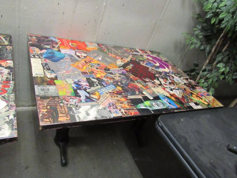 lot 1807 image: 36 X 53 Table With Kansas City Entertainment Collage On Top