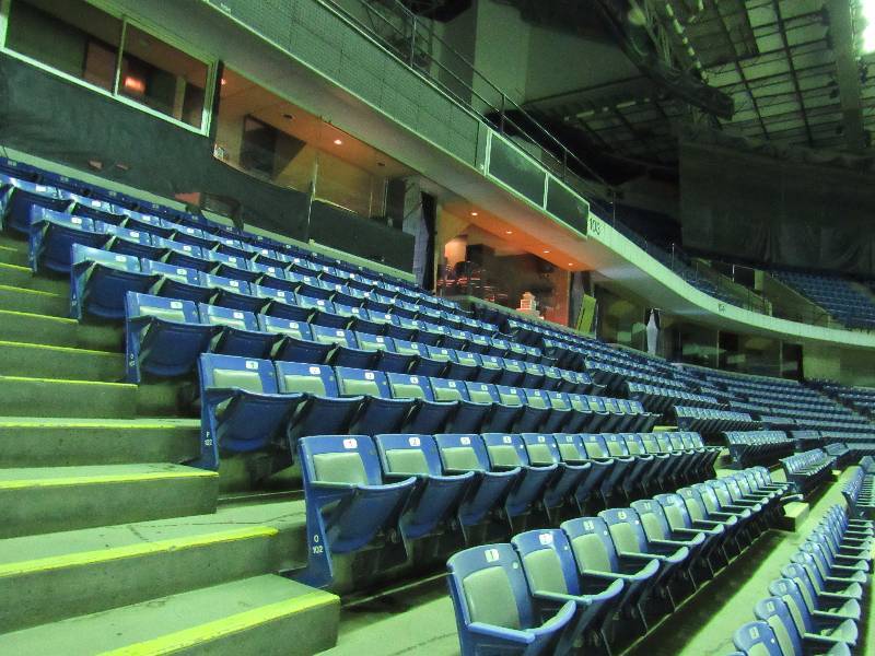 lot 169 image: Lot Of (50) Blue Padded Arena Seats On Cast Bases
