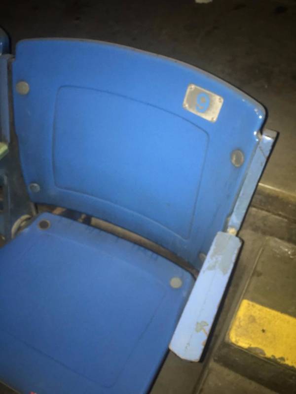 lot 128 image: Lot Of (100) Blue Non Padded Arena Seats On Cast Bases