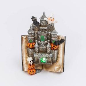 lot 525 image: 2pk Gerson Lighted Resin Halloween Castle