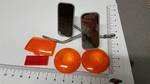 Assorted tail light trailer lens and a couple of motor cycle handle bar mirrors