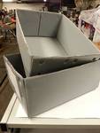 Pair (2) of corrugated strong plastic shelf bin tray boxes for heavy parts organizing or storage.  16