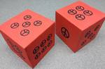 NEW! Cool set pair (2) of light foam Red colored game dice 2-3/4 inch square cubes.