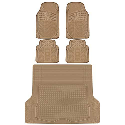 BDK OF-554 Rubber Car Floor Mats, Universal Front & Rear Combo Set with  Trunk Cargo Mat Liner for Car Sedan SUV Van, Heavy Duty All Weather Trim to  Fit