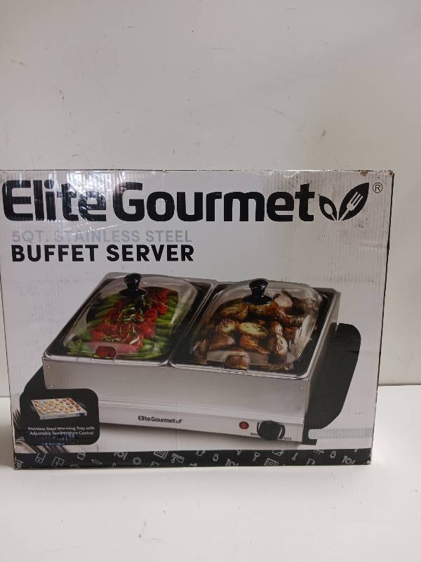 Buy the Elite Gourmet EWM-6122 Dual Tray Buffet Server Stainless