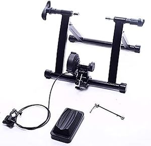 lot 5308 image: BalanceFrom Bike Trainer Stand Steel Bicycle Exercise Magnetic Stand with Front Wheel Riser Block Black