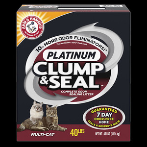 lot 5332 image: Arm Hammer Clump Seal Platinum Multi-Cat Complete Odor Sealing Clumping Cat Litter 14 Days of Odor Control 40lb