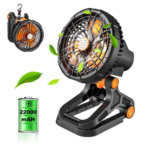Battery Operated Clip on fan with Camping Lantern, 4 Speeds & Timer, 1