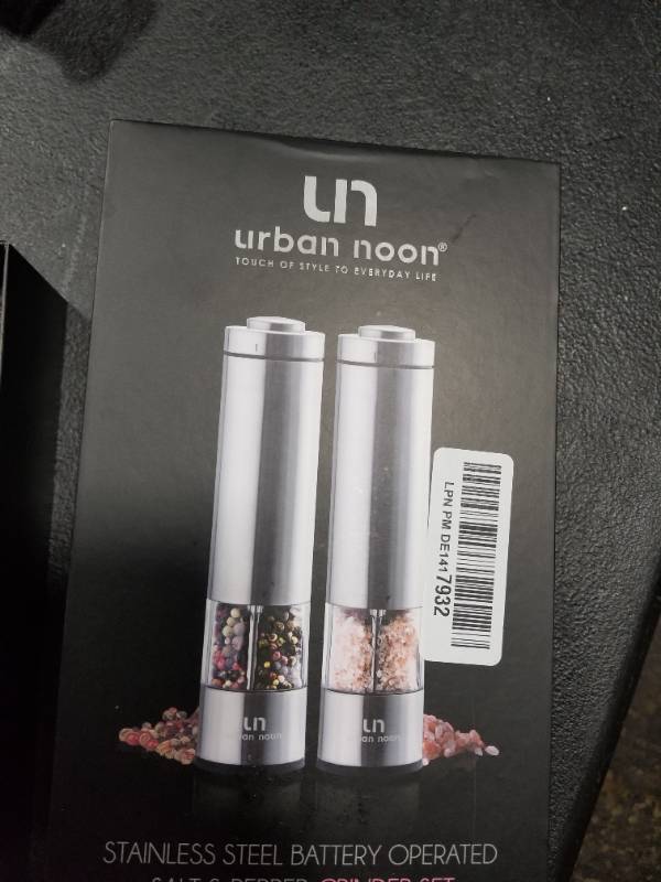 Urban Noon Silver Stainless Steel Battery Operated Salt & Paper Grinder Set