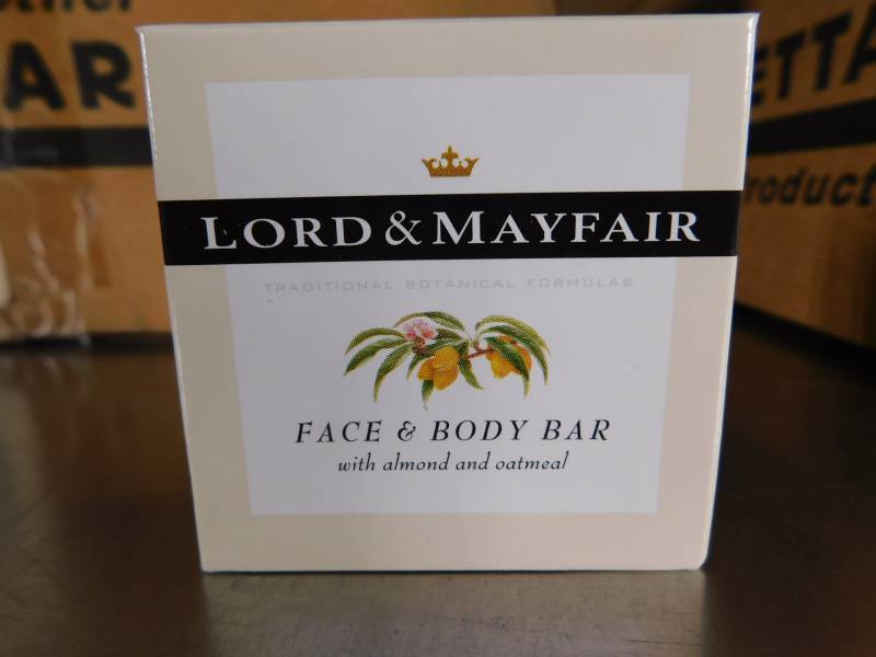 lot 1060 image: Lot of 2 Cases of Lord & Mayfair Almond and Oatmeal Face & Body Bars