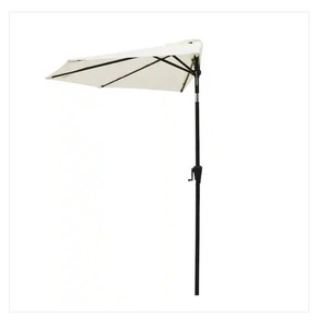 lot 52057 image: 9 ft. Aluminum Market Tilt Half Round Patio Umbrella, Ivory, (Model Unknown)
