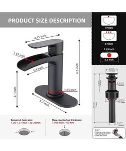 lot 52074 image: Newater Waterfall Brass Bathroom Faucet, Single-Handle, Black