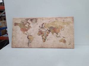 lot 52076 image: World Map Canvas Picture, 24 X 48