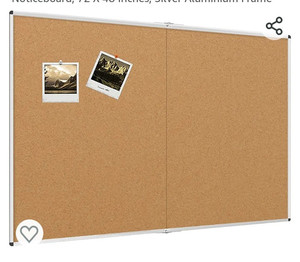 lot 52077 image: VIZ-PRO Large Cork Bulletin BoardFoldable Noticeboard, 36 X 48 Inches, Silver Aluminium Frame