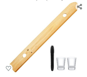 lot 52086 image: Tessco Shot Board Ski 4 Pieces Shot Glass Set with Marker Rustic Wooden Shot Glass Display Case, Missing Shot Glasses