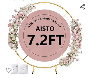 lot 52090 image: Round Backdrop Stand 7.2FT Arch Balloon Golden Metal Circle Garland Frame with Base for Wedding Arches Birthday Party Baby Shower Graduation Decoratio