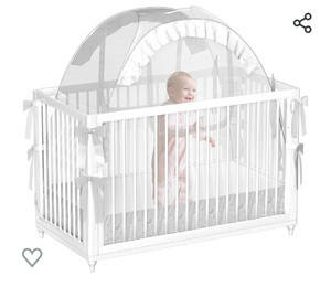 lot 52097 image: Baby Crib Tent, Canopy Tents to Keep Toddler in, Babies Cribs Nets, 48 X 26 X 57, White, Mesh, Pop-up Safety Net, Babycrib Mosquito Netting, Bed Cover