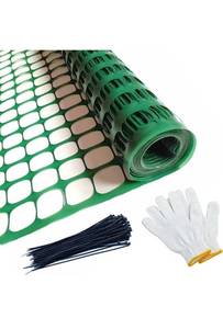 lot 52101 image: KALYSIE Safety Fence Plastic Mesh Fencing Roll, 4x100 Feet 1 Roll with 100 Zip Ties, Retail $41.87