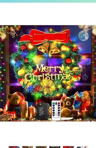 lot 52107 image: 24inch Christmas Wreath with LED String Lights Xmas Decorations Multicolor