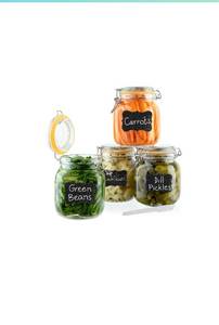 lot 52109 image: Glass Jars with Airtight Lid  Glass Airtight Food Storage Containers Set of 4-33 oz