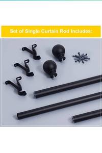 lot 52115 image: NICETOWN Drapery Curtain Rod Set with Classic Round FinialsBall Caps, 1 18 inch Diameter Adjustable Length 72 to 144 Length, Matte Black