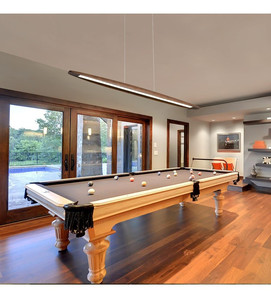 lot 52117 image: YISDESIGN Wood Linear Pendant Hanging Light Fixture, Walnut Color