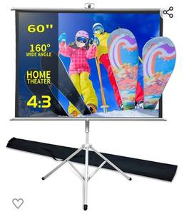 lot 52119 image: TRMESIA Projector Screen with Stand 60inch Portable Movie Screen for Projector Foldable Tripod Pull Down Projection Screen 43 Video Screen Retractable Stand Carry Bag Indoor Outdoor Yard Movie Night