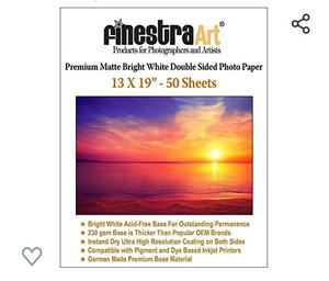 lot 52123 image: 13 X 19 Premium Matte Bright White Inkjet Double Sided Photo Paper - 50 Sheets