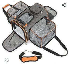 lot 52132 image: Lesure Pet Carrier - Expandable Large Cat Carrier, Travel Dog Carriers for Small Dogs, Soft-Sided Puppy Carriers with Sherpa Pad, 20x12.4x11.4 inch