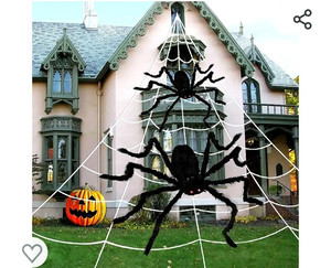 lot 52137 image: WITALENT 276 Halloween Triangle Spider Web59 Giant Spider Decoration49Fake Halloween Spider Indoor Outdoor Halloween Decoration for Porch Yard Lawn Home Costumes Party Haunted House Decor