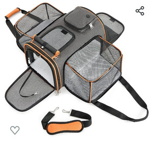 lot 52140 image: Lesure Pet Carrier - Expandable Large Cat Carrier, Travel Dog Carriers for Small Dogs, Soft-Sided Puppy Carriers with Sherpa Pad, 20x12.4x11.4 inch