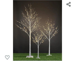 lot 52143 image: LIGHTSHARE 4 feet 6 feet and 8 Feet Birch Tree,Warm White, for Home,Pack of 3, Festival, Party, and Christmas Decoration, Indoor and Outdoor Use