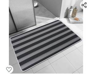 lot 52154 image: WIRIST Super Absorbent Bath Mats for Bathroom Non Slip, Stylish Embossed Bath Mats, Machine Washable Bathroom Mats (Stripe Pattern, Black 31.5 L X 19.7 W)