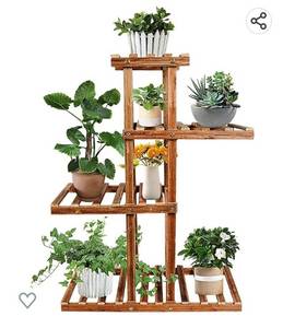 lot 52165 image: DAILY&DIARY Indoor Plant Stand 4 Tiers 8 Pots Plant Shelf, Outdoor Plant Stand Flower Shelves Plants Holder, Wooden Ladder Plant Rack for Garden, Balcony, Patio, Corner, Window, Living Room