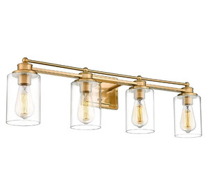 lot 52167 image: Bathroom Vanity Light Fixtures, HWH 4-Light Wall Sconce Over Mirror, Modern Bathroom Lights in Brushed Gold Finish, 5HLT63B-4W BG