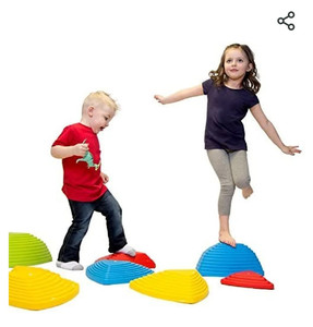 lot 52173 image: JumpOff Jo - Rocksteady Tall - Balance & Coordination Enhancing Stepping Blocks, Sensory Toys for Kids - Indoor and Outdoor Obstacle Course, Set of 6 Pieces