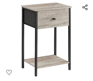 lot 52179 image: VASAGLE Nightstand with Drawer, End Table, Bed Side Table, Small Table, Tall Night Stand with Fabric Storage and Shelf for Bedroom, Dorm, Easy Assembly, Greige and Black ULGS021B02