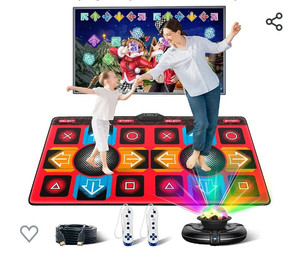 lot 52185 image: FanFun Dance Mat Game for TV - HDMI Musical Electronic Dance Mat with Wireless Handle, HD Camera Game for Kids and Adults, Double User Yoga Dance Step Pad with Party Light, Toys Gifts for Girls & Boys