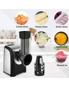 lot 52199 image: Homdox Electric Cheese Grater 5 in 1 Professional Electric Shredder, Silver, 150W