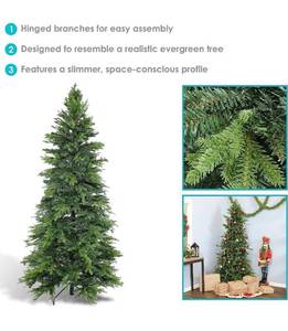 lot 52200 image: Sunnydaze 8-Foot Tall, Slim and Stately Christmas Tree