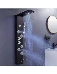 lot 52201 image: Menatt LED Shower Panel Tower System, Stainless Steel