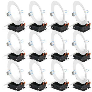 lot 52203 image: Sunco Lighting, 12 Pack, 6 Inch, Slim LED Downlight with Junction Box