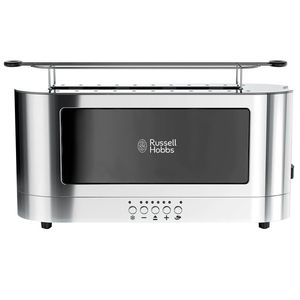 lot 52215 image: Russell Hobbs 2-Slice Glass Accent Long Toaster Black & Silver
