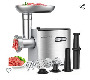 lot 52222 image: CHEFFANO Meat Grinder, 350W Max Stainless Steel Meat Grinder Electric