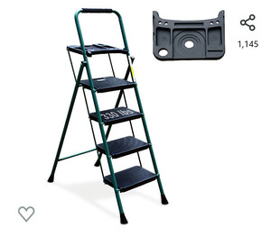 lot 52230 image: HB Tower 4 Step Folding Step Stool with Tool Platform, Dark Green