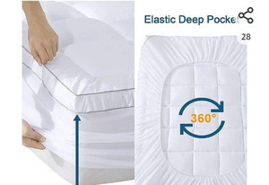 lot 52235 image: Deep Pocket Polyester Mattress Topper, 78in x 80in, ( Used, BrandModel Unknown )