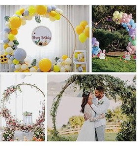 lot 52238 image: Kapaga Round Backdrop Stand, Gold, 6.7 x 6.9 Feet