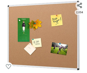 lot 52284 image: VIZ-PRO Cork Notice Board, Silver Aluminium Frame, 48 X 36 Inches
