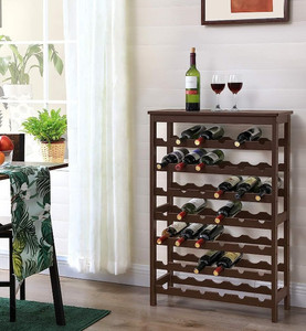 lot 52287 image: Songmics 42-Bottle Wine Rack Free Standing Floor, 7-Tier Display, (Some Noticeable Scuffs and Hardware is Loose in Box)